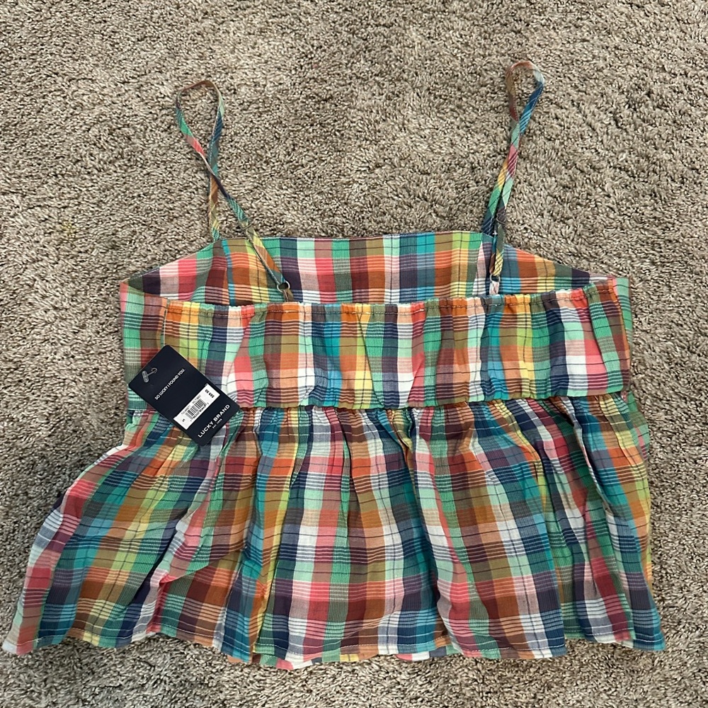 Lucky Brand Plaid Spaghetti Strap Top